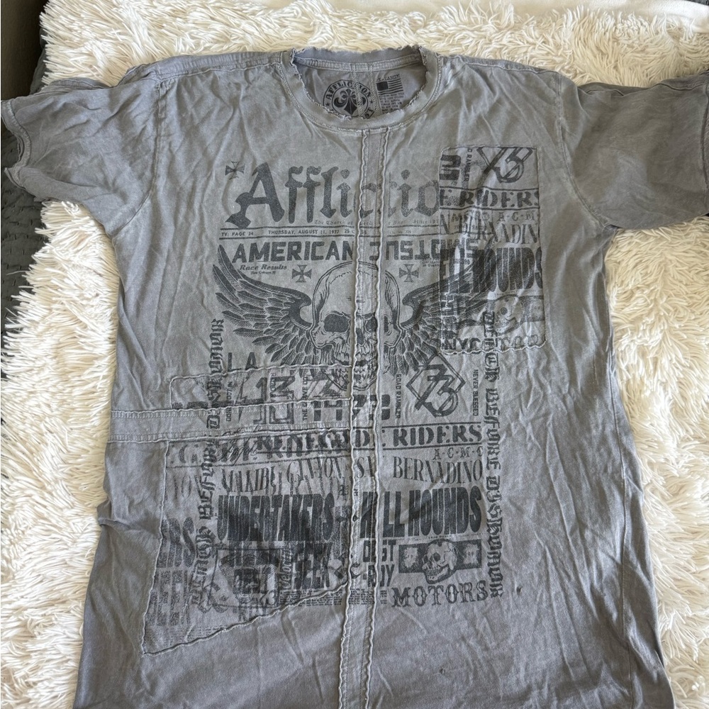 Affliction Black and Silver Short Sleeve Tee